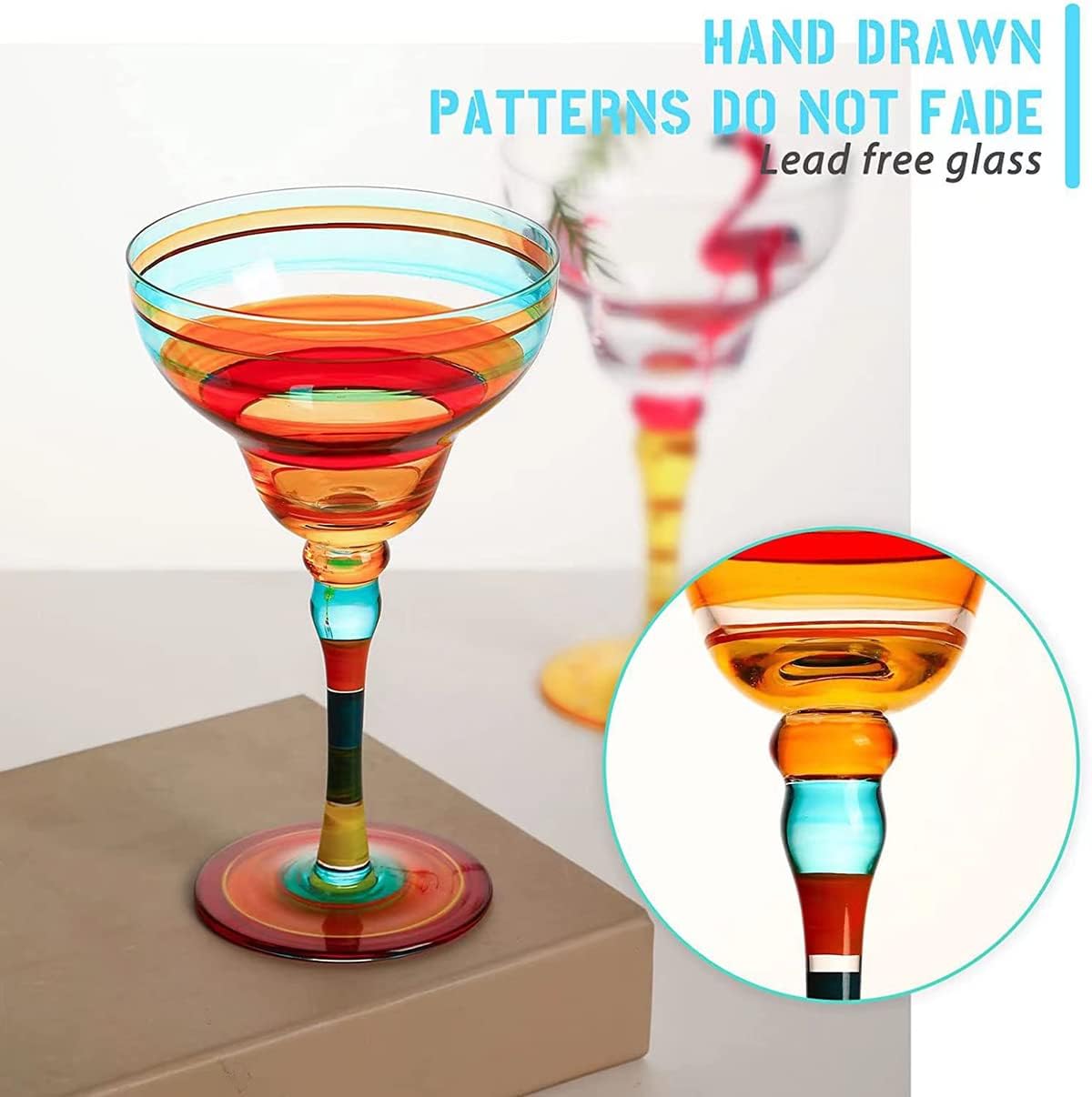 Rainbow Margarita Glass