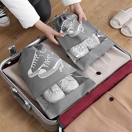 Travel Shoe Bags (Pack of 8 Bags - Random Colour)