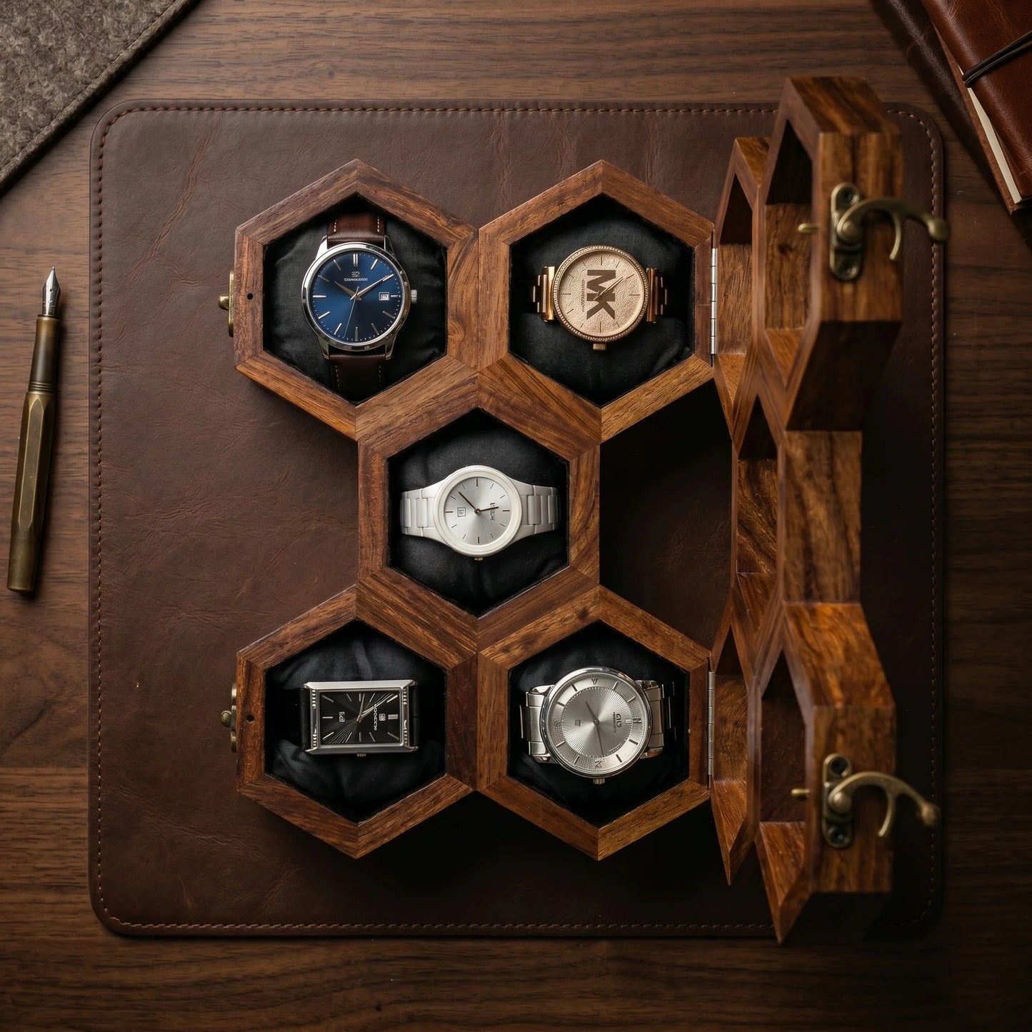 Wooden Hexagon Watch Box