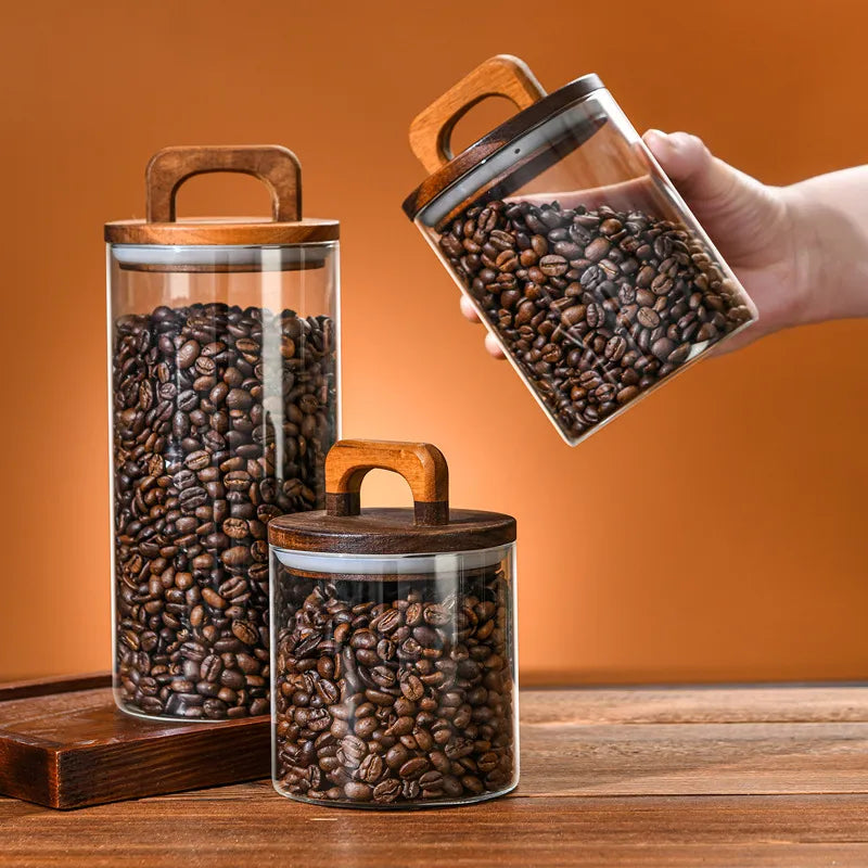 Borosilicate Glass Jar with Wood Lid