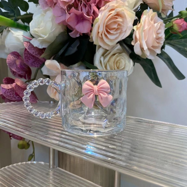 Pink Bow Glass Mug