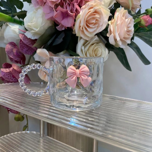Pink Bow Glass Mug