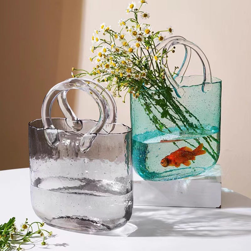 Glass Handbag Flower Vase