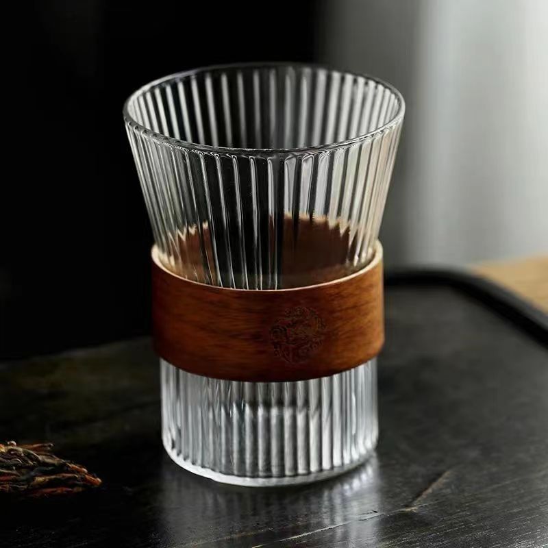 Wooden Grip Glass Cup