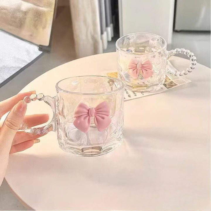 Pink Bow Glass Mug
