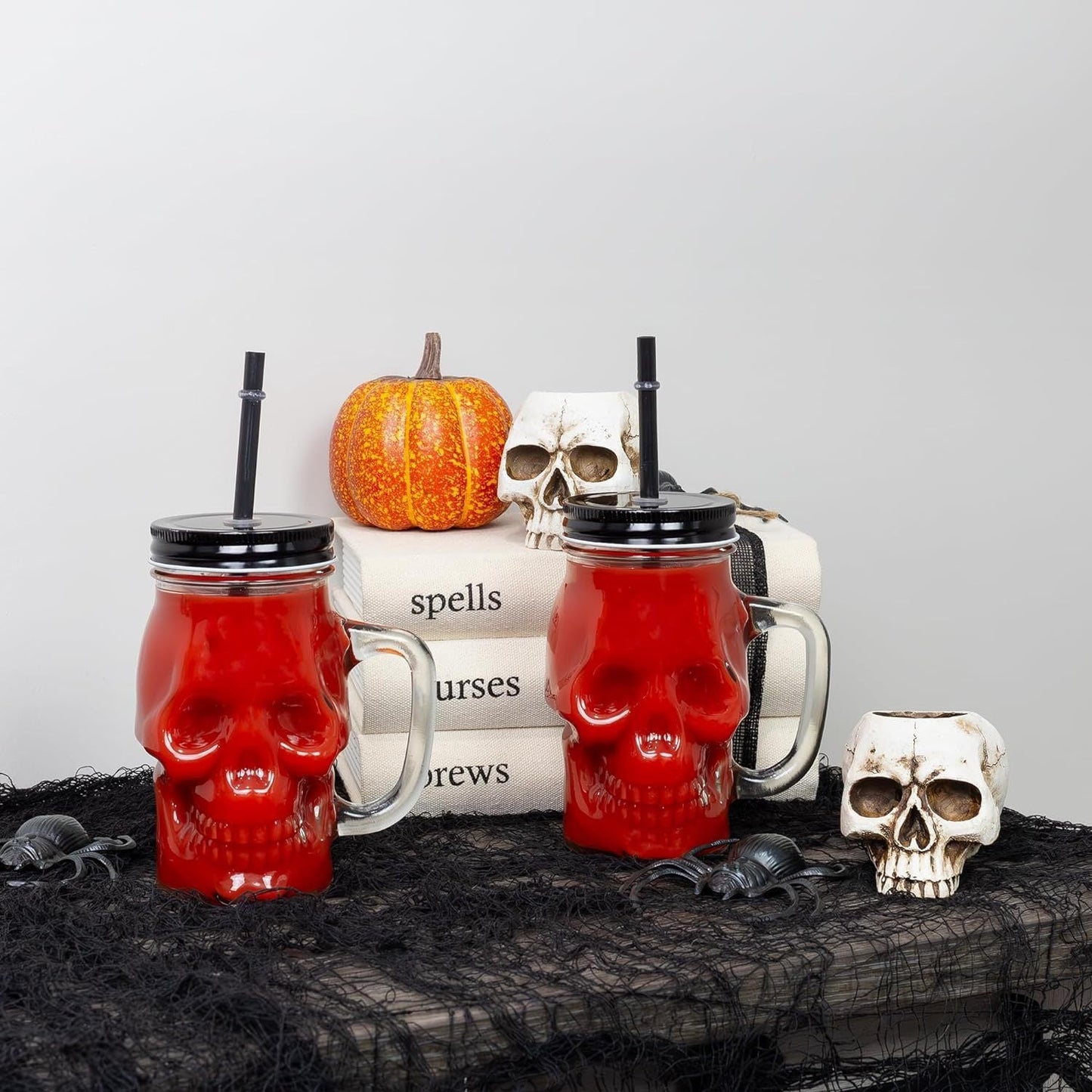 SkulloSip Glass with Lid & Straw