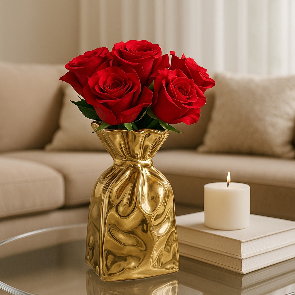 Golden Bag Vase