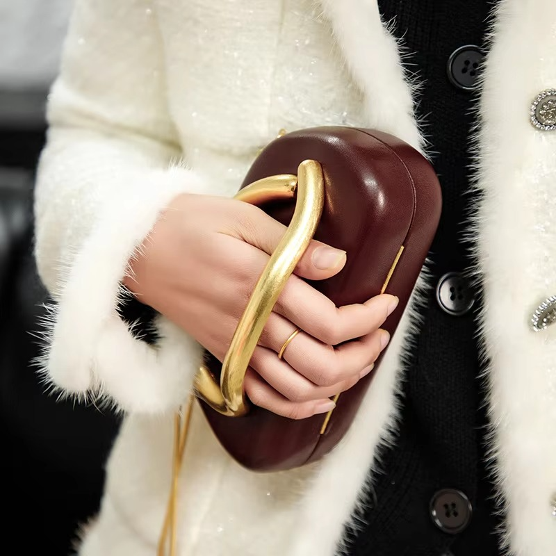Gold Closure Box Clutch