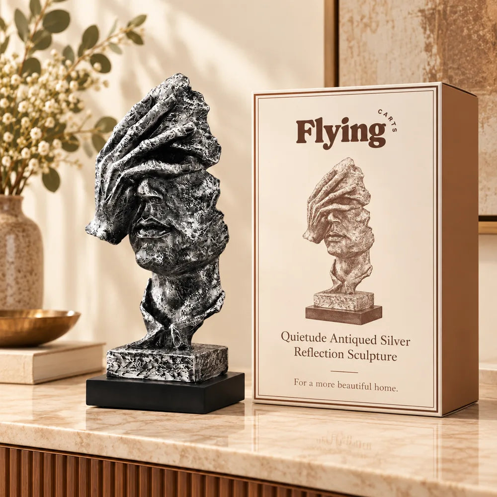 Quietude Antiqued Silver Reflection Sculpture — view 6