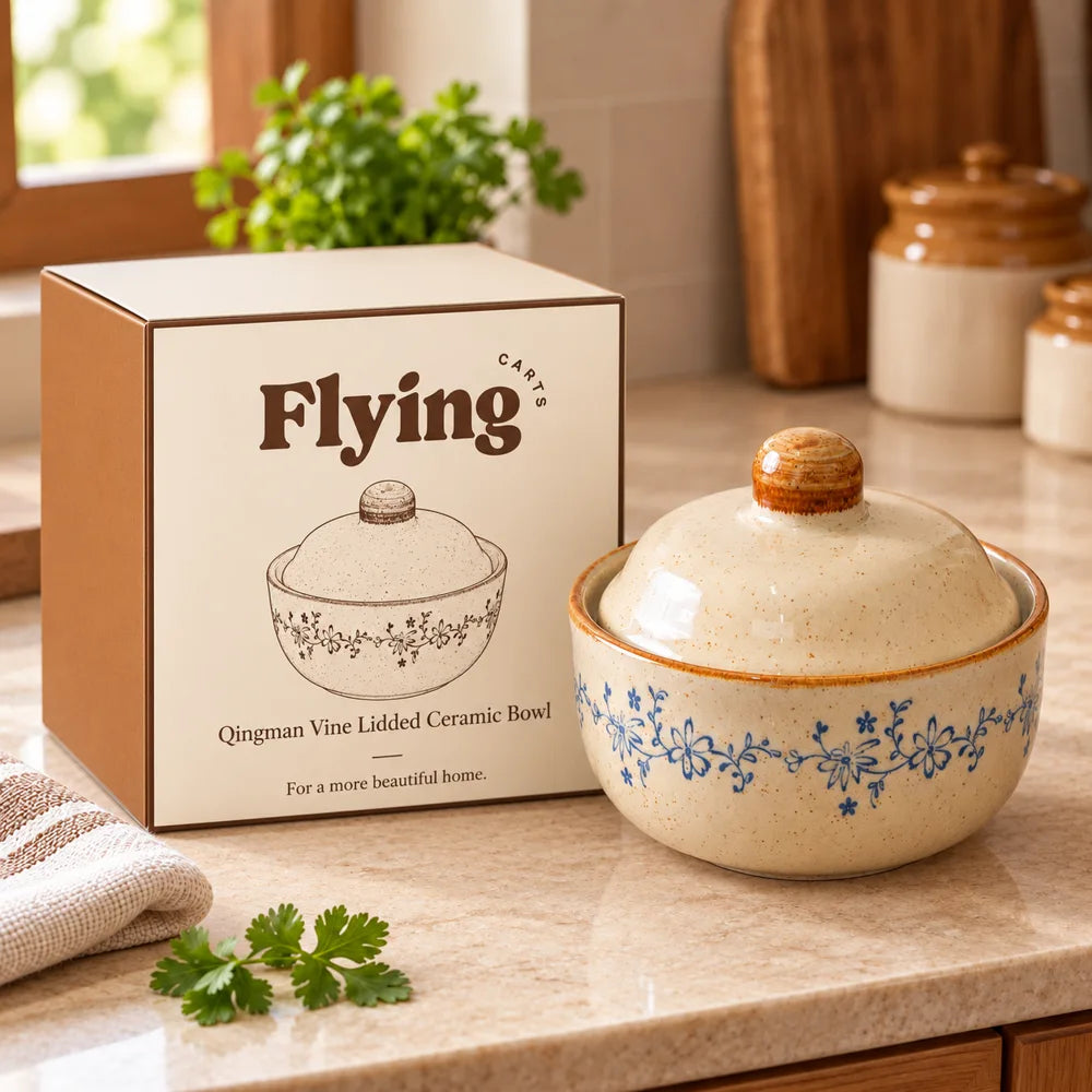 Qingman Vine Lidded Ceramic Bowl (400 ml) — view 6