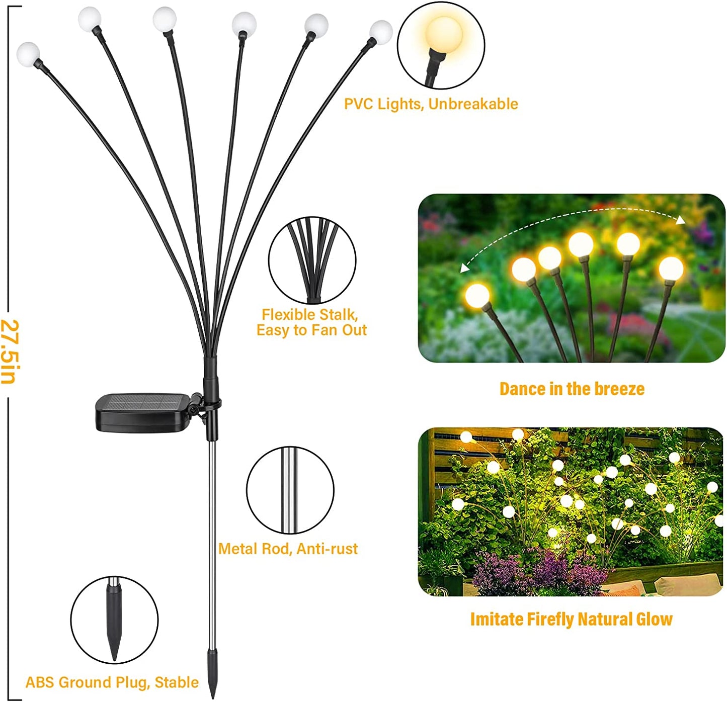 Water Proof Solar LED Lights 6 - LEDS