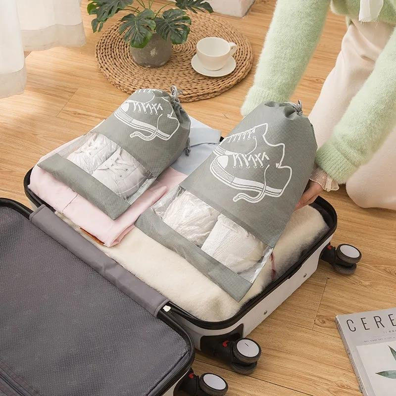 Travel Shoe Bags (Pack of 8 Bags - Random Colour)
