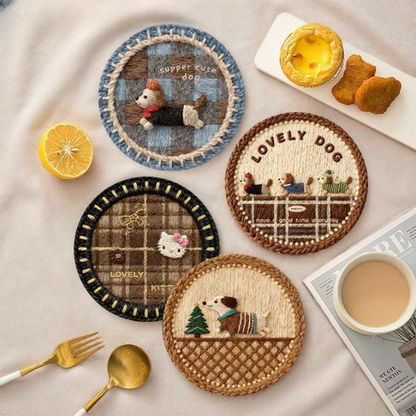 Cute Animal Woven Coaster