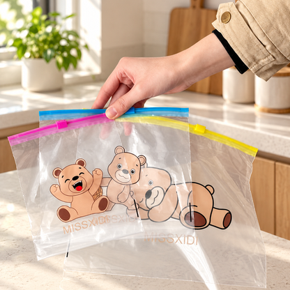 Teddy Bear Zip Storage Bags set