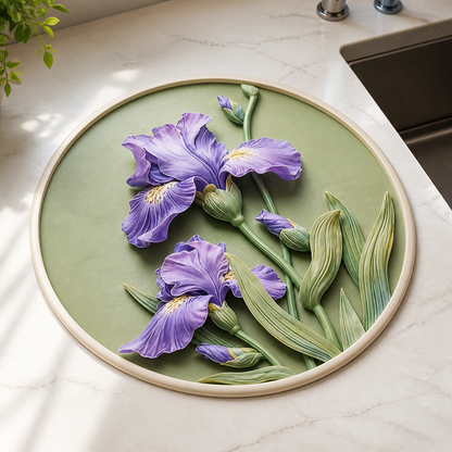 Iris Bloom reversible kitchen counter mat hero