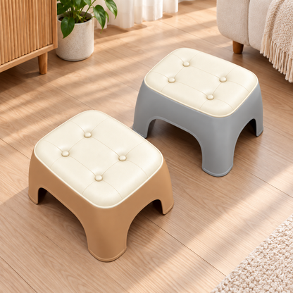 Comfy Cushioned Stool in tan and grey