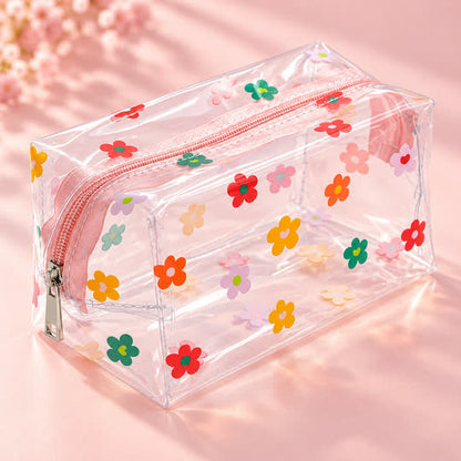 Transparent Floral Cosmetic Pouch