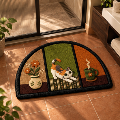Cozy Cat Absorbent Mat at a bathroom threshold