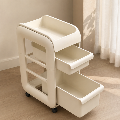 Two pull-out storage bins shown open