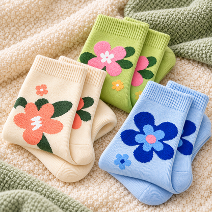 CozyBloom Floral Socks knitted floral detail