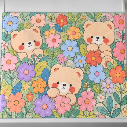 Floral Bear Washing Machine Mat