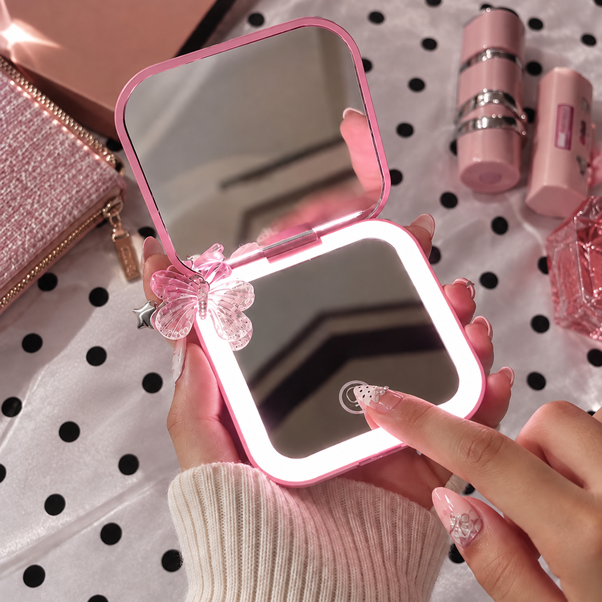 Pink Touch-Light Mirror touch light demonstration