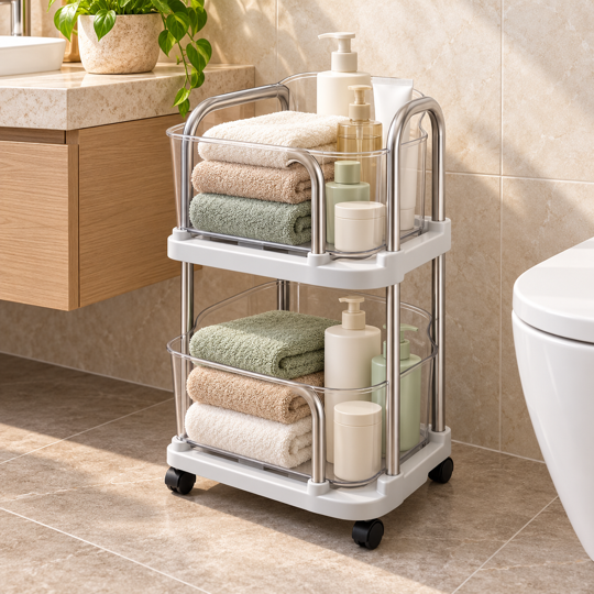 Rolling organizer for bathroom storage