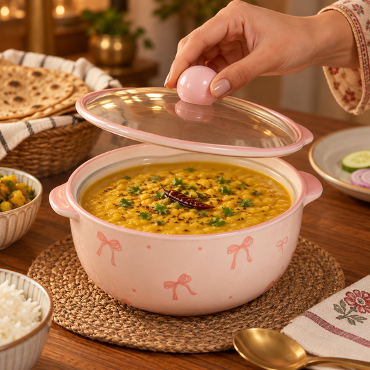 Pink Bow Serving Bowl serving dal