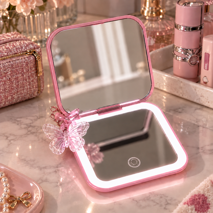 Pink Touch-Light Mirror dual mirror angle