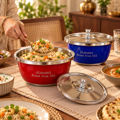 BearKnob red serving bowl used for pulao