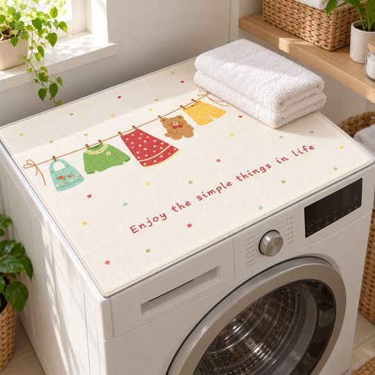 Cozy Laundry Top Cover Mat used as a laundry top surface