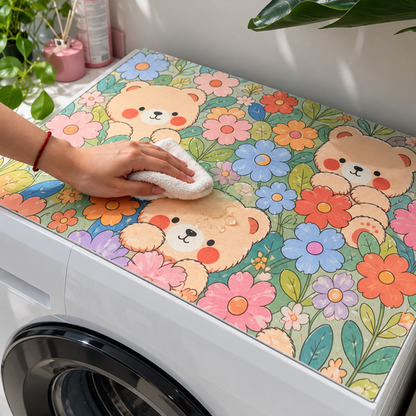 Floral Bear Washing Machine Mat