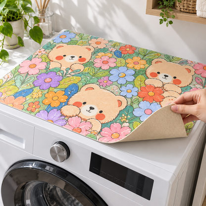 Floral Bear Washing Machine Mat
