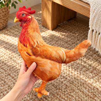 Hen Plush Pillow printed fabric detail