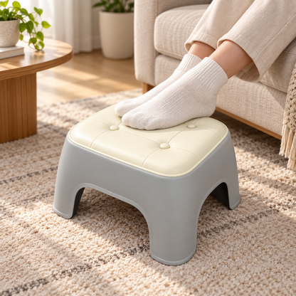 Comfy Cushioned Stool used as a footrest