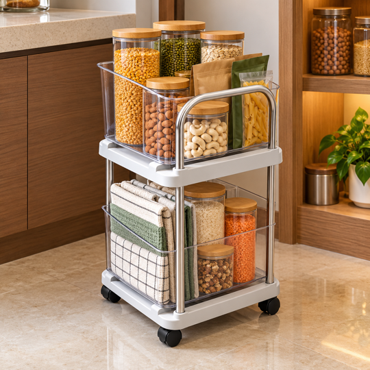 Rolling organizer for pantry storage