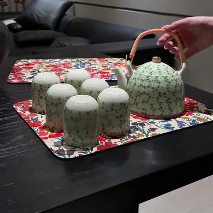 Floral table mat used for tea service