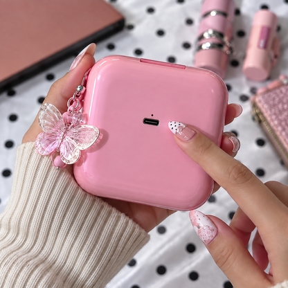 Pink Touch-Light Mirror USB-C charging port detail