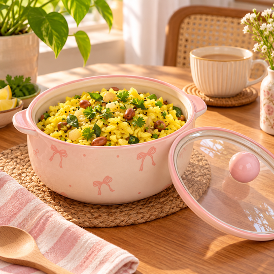 Pink Bow Serving Bowl serving poha