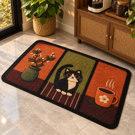 Cozy Cat Mat in a coffee nook