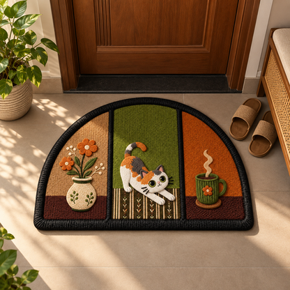 Cozy Cat Absorbent Mat in an Indian-home entryway