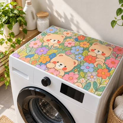 Floral Bear Washing Machine Mat