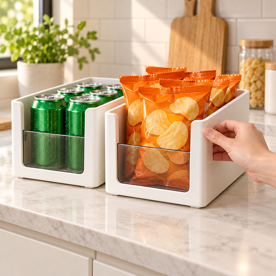Easy slide and access pantry bins