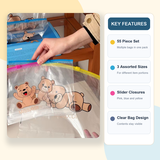 Teddy Bear Zip Storage Bags key features