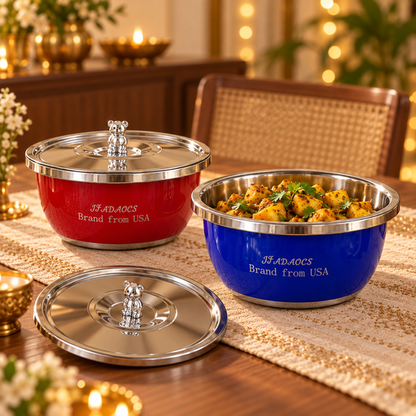 BearKnob serving bowls on a festive dining table