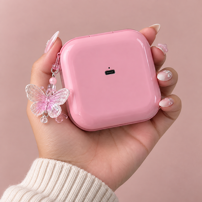 Pink Touch-Light Mirror compact palm view
