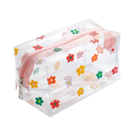 Transparent Floral Cosmetic Pouch