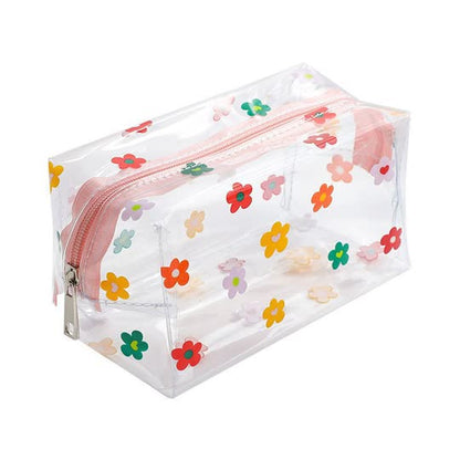 Transparent Floral Cosmetic Pouch