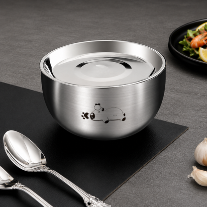 Steel Double Layer Bowl with Lid