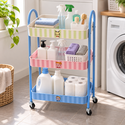 3 Layer Multipurpose Organizer Trolley rolling feature